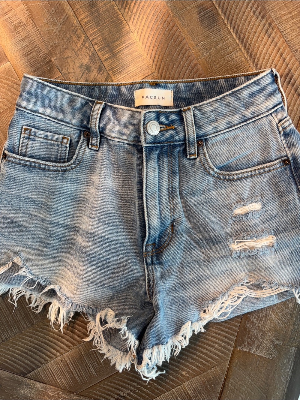 PacSun Light Blue Distressed Denim Cutoff Shorts